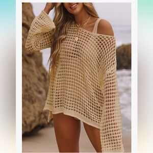 Women's Apricot Colored Knit Swim Cover-Up - One Size NWOT
